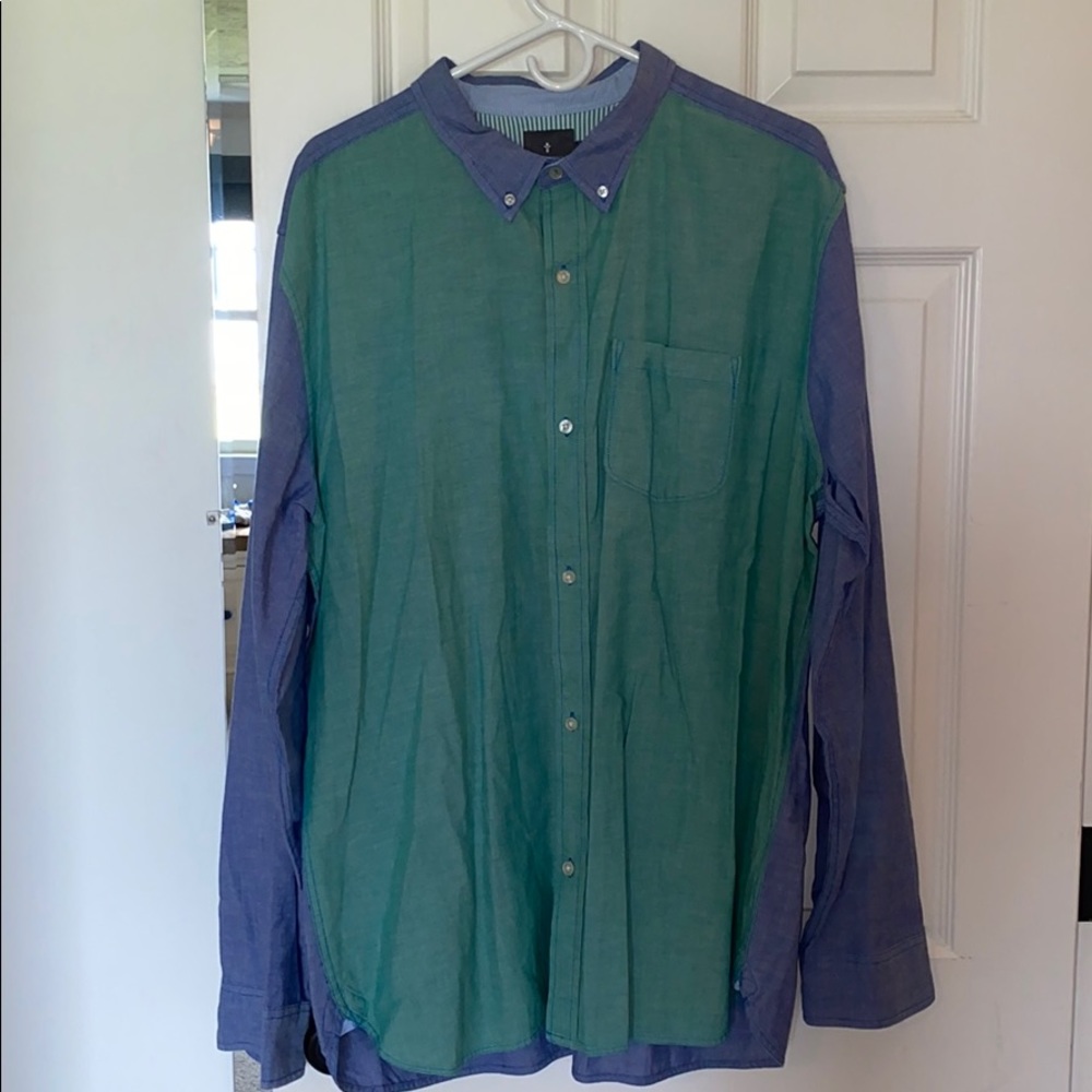 Multicolored button down fun shirt